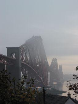 Forth Rail Bridge, blurred with sea mist - from the north