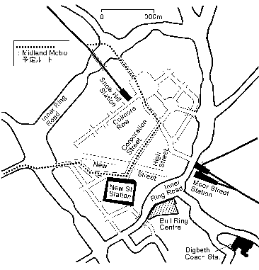 A map of Birmingham's city centre